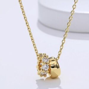 NEW 14K Real Gold Plated Gold Necklace with Crystal Accents